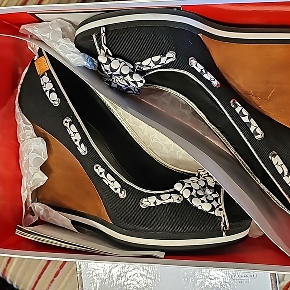 coach sandals 7.5 Coach Thalia Black & White Denin - Picture 11 of 11